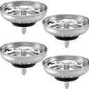 Kingrol 4 Pack Kitchen Sink Strainers with Rubber Stoppers - Stainless Steel Drain Basket Replacement, Fits 3.5 Inch Standard Sink Drain, Prevents Clogs, Easy Clean, Rust Resistant