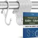 10-Pack Metal S Hooks for Hanging Heavy-Duty S-Shaped Hooks with Safety Buckle Fits Bars up to 0.6 in Anti-Drop Hooks for Kitchen, Pot Racks & Towel Bars White (Small)