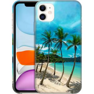 Back Case for iPhone 11, iPhone 11 Case with Stylish Tropical Beach Palm Tree Design Printed Cute, Sleek Durable Hardshell Protective Designer Phone Case/Cover for iPhone 11 White