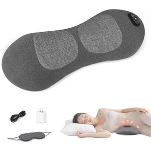3-in-1 Back Massager with Heat & Vibration, Smooth Spine Triple Fusion Lumbar Support Pillow for Lower Back and Sciatica Pain Relief, Deep Tissue Relaxation for Bed or Office Chair