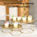 Metal Display Risers, Set of 4 Brass Hexagonal Nesting Buffet Riser Set, Modern Brass Buffet Display Stands for Food, Food Display Risers for Buffet Cupcake Small Potted Plants