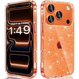 JJGoo Compatible with iPhone 17 Pro Max Case Clear Glitter, Sparkle Soft TPU Transparent Shockproof Women Girls Slim Bling Sparkly Bumper Cover Phone Cases