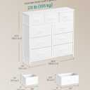SONGMICS Dresser for Bedroom, Chest of Drawers, Steel, MDF, 9 Non-Woven Fabric Drawers, Storage Organizer Unit, Closet, Entryway, Cloud White and Snow White ULGS324WH01