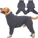 IDOMIK Recovery Suit for Dogs After Surgery, Zipper On Dog Surgery Suit Anti Licking Wound, Long Sleeve Dog Onesie Pajamas for Dogs, Adjustable Pet Shedding Suits, Dog Cone Alternative (XL(Chest circumference:23.62"), Grey)
