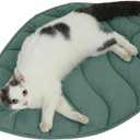 30 X 20 Inch Leaf Shaped Cotton Cat Bed Pad, Warming Cat Mat, Pet Warming Pad for Cats, Warmer Mat for Feral and Indoor Cats, 2025 Enlarged and Thickened Leaf Beds (Green-01)