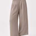 ANRABESS Womens Pants Wide Leg High Waisted Palazzo Pants Summer Flowy Beach Lounge Casual Trousers with Pockets (Beige, S)