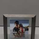 Malden International Designs 5x5 Floating Glass Picture Frame Displays 4x4 Photo, Gray MDF with Wood Grain Finish