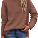 TIYOMI Plus Size Turtleneck Sweater for Women 2X Brown Mock Neck Tops Knit Nutmeg Sweater Long Sleeve Fall Winter Loose Fit Base Layer Shirts, 2XL