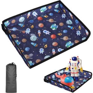 Airplane Kids Travel Tray for Toddler Car Seat - Toddler Tray for Plane or Train - Travel Essential Must-Haves and Flying Supplies - Blue Space