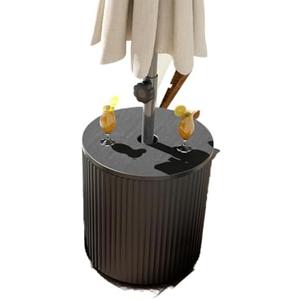 FONTOI Outdoor Patio Side Table Umbrella Base, Patio Umbrella Base Stand Fits up to 1.5 Inch Pole, with Umbrella Base Weight, Lounger Small Outdoor Coffee Table, Drink Table Bar