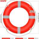 Pool Buoy Safety Boat Throw Ring Life with Water Floating Lifesaving Rope and Reflective Tape Orange 14"/22", 22 inches outer diameter, 14 inches inner diameter