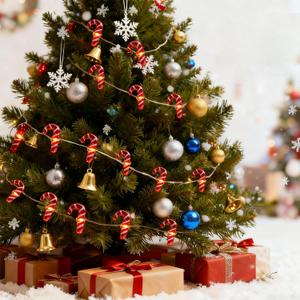 2 x 2 Pack Battery Operated Christmas Tree Decorations Fairy String Lights7ft 20 LEDs Candy Cane String Lights for Home Party St. Nikolas Day Indoor Christmas Tree Garland DecorWarm White