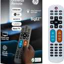 GE BigEZ OneTouch Big Button Universal TV Remote for Seniors, Easy to Use, Replacement Remote for Samsung, LG, Sony, Vizio, Roku TV, Streaming Players, Backlit Buttons, 2 Device, White, 84666