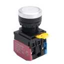 APIELE 22mm Latching Push Button Switch Metal Head Plastic Body 110V AC/DC Led 1NO 1NC Self-Locking (White)