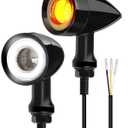 Benlari Motorcycle Bullet 48 LEDs Front Turn Signal Light SMD Blinker Indicator Fit for Honda Yamaha Suzuki Kawasaki Harley Sportster(Black/White and Amber Light)