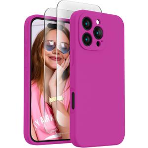FireNova Designed for iPhone 16 Pro Case, Silicone Upgraded [Camera Protection] Phone Case, Soft Anti-Scratch Microfiber Lining Inside, 2024, Dark Fuchsia