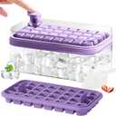 Ice Cube Tray with Lid and Storage Bin ice cube trays for freezer BPA-Free Silicone reusable ice cubes maker with containers large molds (Purple)