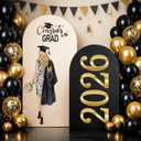 Class of 2026 Sign for Backdrop Gold and Black Acrylic Mirror Decal Letter Sticker Congrats Grad Girl Graduation Party Decorations for Grad Party, Congrats Grade 2026 Graduation Vinyl Decal Parties