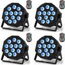 Rechargeable Par Lights, RGBW LED Uplights Battery Powered Stage Light, HOLDLAMP Par Can DJ Lights Sound Activated with Remote & DMX Control for Festival Party Event Wedding Bar, Size: 4 Packs