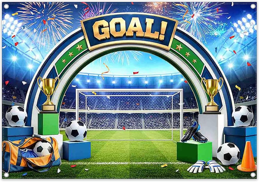 Fabric 7x5ft Football Tournament Photography Backdrop 2026 Soccer Sports Stadium Goal Atmosphere Background Indoor Outdoor Fan Party Decorations Photo Props