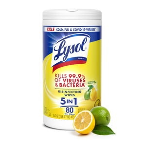Lysol® Disinfectant Wipes, Multi-Surface Antibacterial Cleaning Wipes, Lemon and Lime Blossom,
80 Count