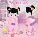 OUOZZZ Soft Baby Doll 10" - Asian Doll First Birthday Toys for 1 Year Old Girl, Ideal 1 Year Old Girl Gifts & Baby Girl Gifts, Snuggle Buddy for Infants Pink Straps Black Hair, B-bandeau Pants