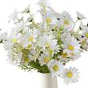 Artificial Flowers 8 Bundles 20 White Artificial Daisy Flowers UV Resistant Outdoor Fake Wildflowers with Stems Faux Greenery Shrubs Plants Arrangements for Home Garden Vase Decor