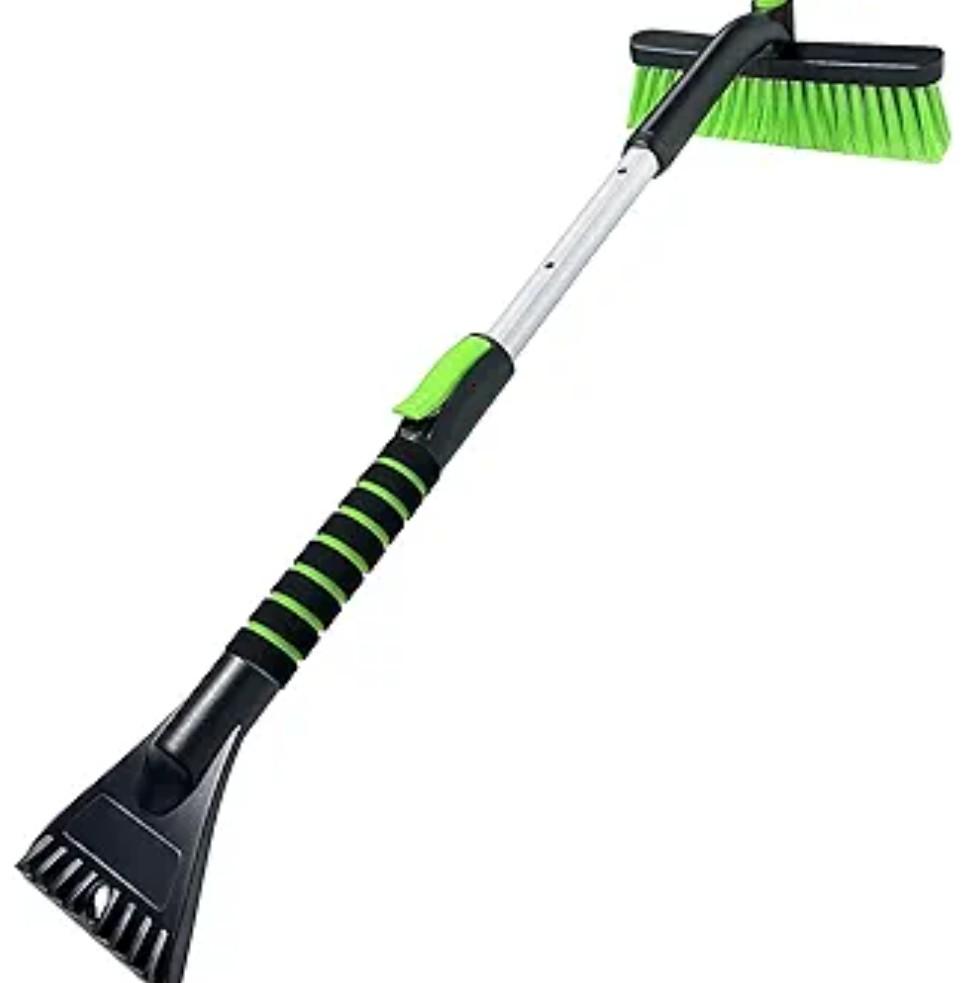 SEAAES Ice Scraper with Snow Brush for Car Windshield, Upgraded Extendable Snow Brush with Foam Grip for Truck SUV Vehicle Windows