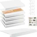 5 Pcs Wire Rack Covers 29x16x3 inch PVC Pantry Shelf Cover 0.31 inch Thick Removable Closet Wire Rack Shelf Covers,Decoration Kitchen Bathroom Office Shelving(Light Luxury White,29x16x3inch)