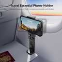 MiiKARE Airplane Travel Essentials Phone Holder, Universal Handsfree Phone Mount for Flying with 360 Degree Rotation, Accessory for Airplane, Travel Must Haves Phone Stand for Desk, Tray Table (Black)