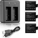VVHOOY 3 x 1050mAh Rechargeable Action Camera Battery with USB Dual Charger Compatible with AKASO EK7000/Brave 4/V50X/Apexcam/VEMONT/Dragon Touch Vision 3/REMALI CaptureCam/Jadfezy Action Camera