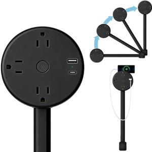 Electrical Outlet Extender Stick, Power Socket Expander Features USB-A, USB-C and 3 AC, 180 Rotating & Extends 18.5"-26.4", Wall Plug Power Socket Expander for Hard-to-Reach Outlets Behind Couch,Bed