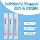 1ml 31G 5/16" (8mm) Syringes, Disposable Individually Package (100pcs)