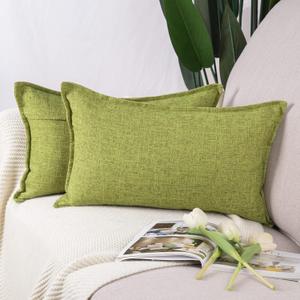 MADIZZ Set of 2 Linen Throw Pillow Covers 12x20 Inch Light Green Soft Decorative Cushion Cover for Sofa Bedroom Pillow Shell MADIZZ Set of 2 Linen Throw Pillow Covers 12x20 Inch Light Green Soft Decorative Cushion Cover for Sofa Bedroom Pillow Shell