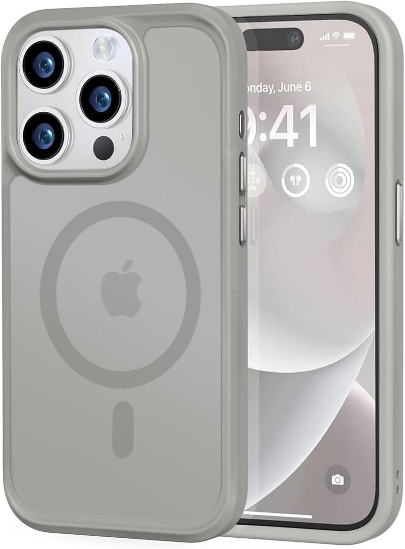 MOCCA Strong Magnetic for iPhone 14 Pro Case, [Compatible with Magsafe][13FT Military Drop Protection] Slim Translucent Matte Shockproof Case for iPhone 14 Pro Phone Case 6.1'', Titanium Gray