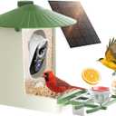 SOLIOM Smart Bird Feeder with Camera with Solar Panel - 2K HD Live View, AI Bird Identifier, Birds Arrival Alerts, DIY Birdseed Add-on, 2.4G WiFi- Wireless Outdoor Gift for Birdlovers (Green)