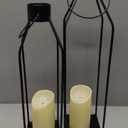 HPC Decor 22'' 19'' Lanterns Decorative w/ Flickering Timer Candles- Large Tall Black Metal Candle Lanterns Set of 2- Modern Farmhouse Decor for Indoor,Outdoor,Tabletop,Porch (No Glass)