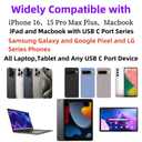 USB C Cable 20ft,USB C to USB C Cable 60W Fast Charging 2 Pack, Extra Long Type C Cord Compatible with MacBook/iPad/iPhone 17/16/15 Serie/Samsung Galaxy S24/Switch/Lenovo/Dell/HP/Any USB-C Device