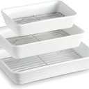 ONEMORE Baking Dishes for Oven, 9x13 Large Casserole Dishes for Oven with Roasting Racks, Rectangular Ceramic Baking Dish Set of 3 for Cooking & Serving, Deep Dish Lasagna Pan (3QT/2.1QT/1.3QT)