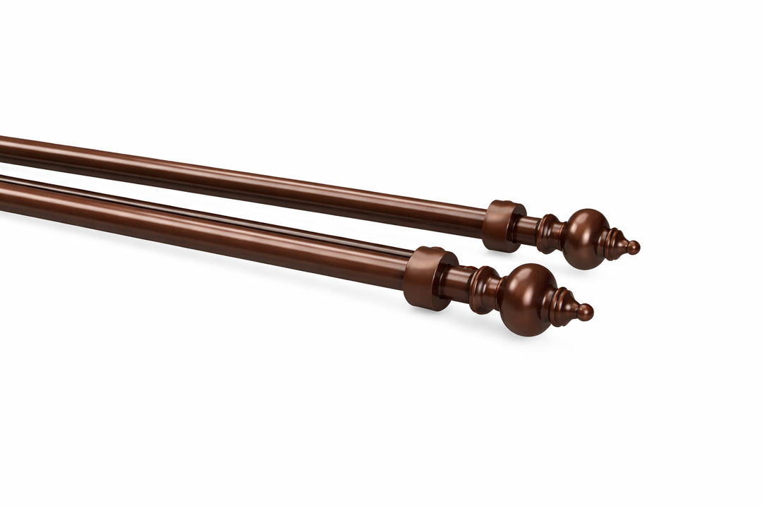 Elegant Double Drapery Rods , 84-120" , Brown