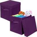 ShellKingdom Storage Bins, Foldable Fabric Storage Cubes with Lid, Clothes Storage Organizer Drawer For Closet Toys Storage, 10.5 X 10.5 X 11 INCH, 2 Pack (Purple)