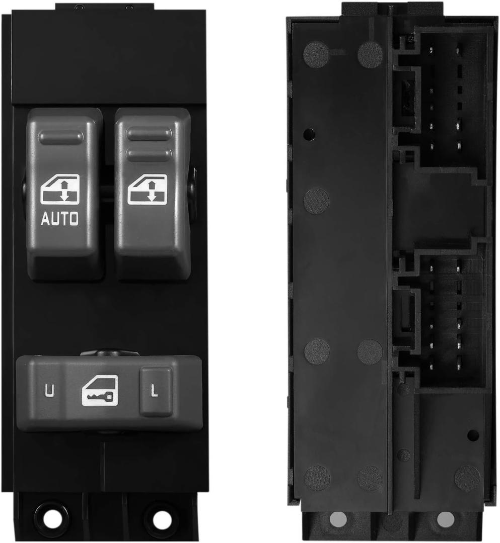 Window Switch Driver Side Master Power Switch | Compatible with 1999 2000 2001 2002 Chevy Silverado GMC Sierra 1500, 2500, 2500 HD, 3500 2-Doors Pickup Truck | Replace # 15047637, Gray