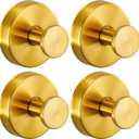 Reusable Heavy Duty Suction Cup Hooks for Kitchen/Bathroom/Shower - Wet-Proof Hooks for Towels, Robes, Loofah&Wreaths/No Drill Mounting on Glass, Tile, Metal (4, Brushed Gold)