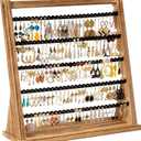 Earring Holder Organizer, Rustic Wood Earring Holder Stand, 5 Layer Jewelry Holder Organizer with 270 Earring Tree Holes Display Rack for Stud Earings & Hoop Earrings, Gifts for Women (Carbonized Brown)