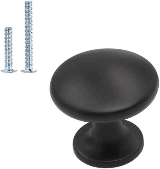 homdiy 25 Pack Black Round Drawer Knobs Solid Zinc Alloy Cabinet Knobs Kitchen Cabinet Hardware for Bathroom, Closet, Wardrobe