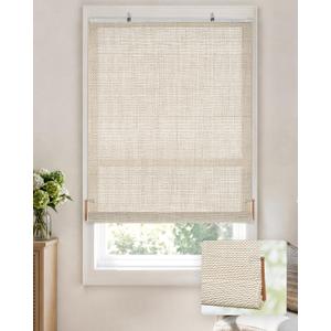 LazBlinds Manual Roll-up Bamboo Blinds, 37" W x 72" H, Star-Off White