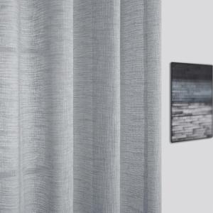 White Grey Curtains 53 x 60 for Living Room 1 Panel Grommet Semi Sheer Window Drapes Burlap Linen Textured Light Filtering Gray Farmhouse Curtain for Bedroom Decor 