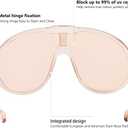 GFUIARA Trendy Oversized Sunglasses for Women Men Fashion Shield Aviator Sun Glasses UV400 Protection Goggles (Champagne)