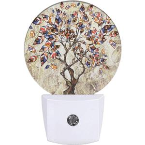EKOBLA Colored Seasons Tree LED Night Light Tree with Colorful Leaves Dusk to Dawn Night Lamp Auto Sensor for Home Indoor Bathroom Hallway Kitchen (1.14"D x 2.95"W x 4.95"H, Multi-color07)