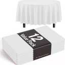 Exquisite 12-Pack Plastic Tablecloth 84 inch Round Value Pack Plastic Table Cover - White